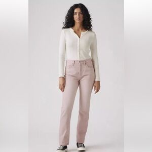 NWT Levi’s 501 Pink Straight Leg High Waist Cotton Button Fly Jeans Size 28